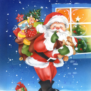 Cartes Pour Fêtes Annuelles Père Noël ondulant au revoir