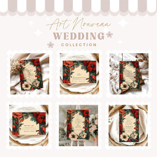 Carte D'accompagnement Mariage floral classique Art nouveau