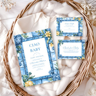 Invitation Aquarelle Ciao, Bébé Baby shower italien