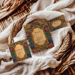 Invitation Mascarade de Mardi Gras Floral Baroque