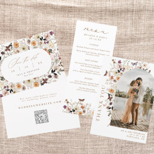 Invitation Tout En Un Mariage Fleur sauvage Boho Fall