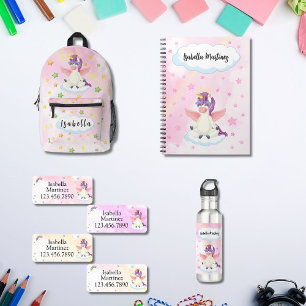 Carnet Licorne Mignonne et Étoiles Roses en Forme de Cœur
