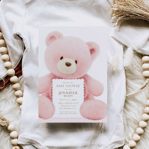 Invitation Baby shower de fille d'ours