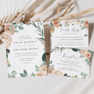 Boho Blooms Mariage Réception Carte Boîtier