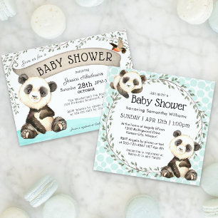 Invitation Jeu de prédictions de bébé mignonne Panda Bear
