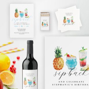 Invitation En Aluminium Fête d'été Cocktail de fruits Fête d'anniversaire