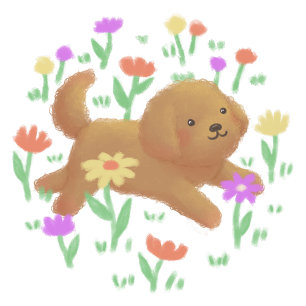 Carte De Remerciements Labradoodle avec fleurs Illustration
