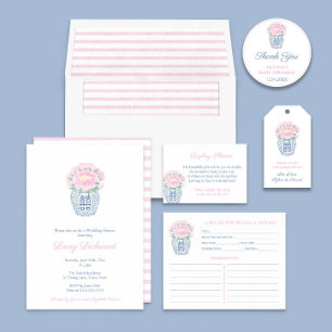 Sticker Rond Pastel Pink Peonies Baby Girl Douche Merci Favoris