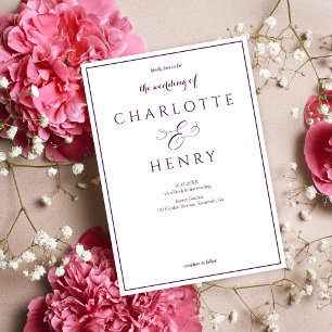 Invitation Élégant budget Purple Qr Code Mariage