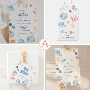 Invitation au Baby shower d'un astronaute spatial