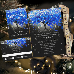 Invitation Tableau de bord Royal Blue Heart Leaf Tree