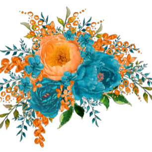 Invitation Mariage turquoise et orange aquarelle