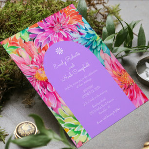 Invitation Aquarelle tropicale moderne colorée Mariage floral