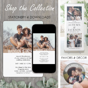 Invitation Mariage photo tout-en-un QR RSVP 2 minimal moderne