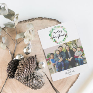 Cartes Pour Fêtes Annuelles Joyeux Noël 3 Photo Collage de la famille Lettres