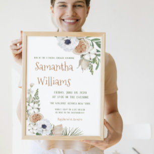 Carte De Visite Hiver Taupe Floral Diaper Baby shower Jeu