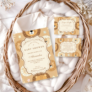 Invitation Fête de naissance bébé lion de safari
