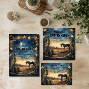 Carte De Remerciements Rodéo pour le 1er anniversaire de Cowboy Rustique 