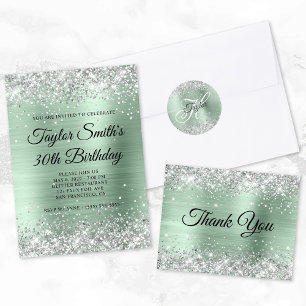 Serviette En Papier Parties scintillant d'argent Pale Mint Foil 50e an