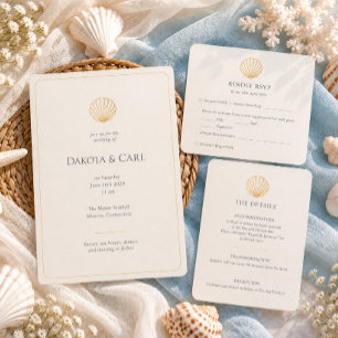 Réponse élégante de mariage doré coquillage crème