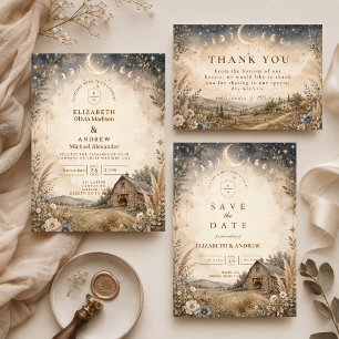 Carte De Remerciements Mariage céleste rustique