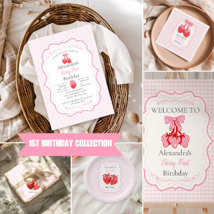 Invitation Fraise 1er Anniversaire Fête Berry 1er