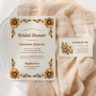 Carte D'accompagnement Fleurs Boho Retro   Fête des mariées Partager une 