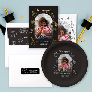 Serviette En Papier Arche de photo chic dessinée à la main pour fête d
