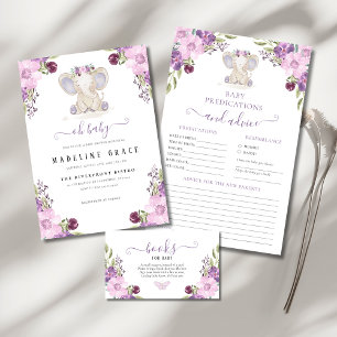 Invitation Baby shower bébé éléphant fille