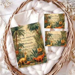 Carte D'accompagnement Fête de bébé dinosaure de la jungle vintage Tirage