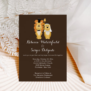 Joli Mariage Couple Lion Groom & Bride Invitation