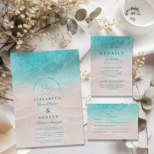 Carte De Remerciements Watercolor Mariage de plage tropicale