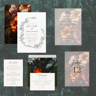 Invitation Peinture de la couronne botanique Mariage d'olivie