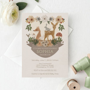 Carte de Baby shower moderne Woodland Display