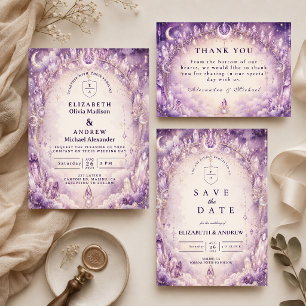 Carte De Remerciements Mariage céleste violet éthéré