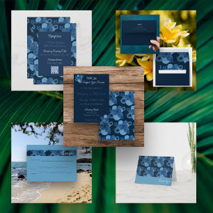 Carte D'accompagnement Marine Blue Tropical Thème Mariage Inviter Enclôtu