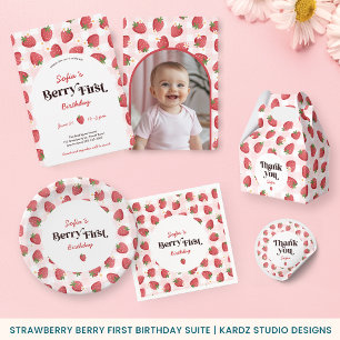 Serviette En Papier Berry fraise Premier anniversaire