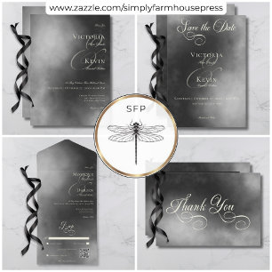 Invitation Dark Moody Midnight Black Fog Mariage