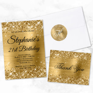 Sticker Rond Glittery Gold Foil 21e anniversaire