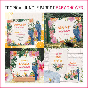 Assiettes En Carton Baby shower d'aquarelle de perroquet floral tropic