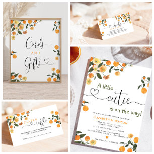 Invitation Baby shower botanique orange de Little Cutie Citru