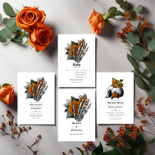 Programme Orange Floral Squelette Mariage gothique