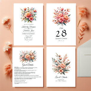 Invitation Peach Fuzz Floral Mariage