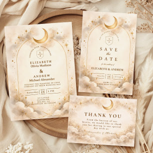 Carte De Remerciements Mariage Romantique Céleste Intemporel
