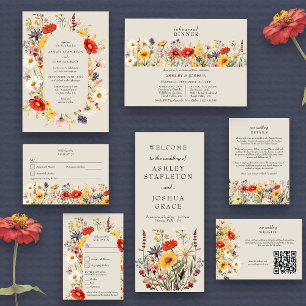 Carte D'accompagnement Site Rustique Fleur sauvage Floral Mariage Site We