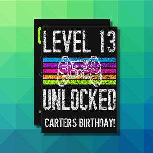 Sticker Carré Niveau 13 Déverrouillé 13e anniversaire Jeu person