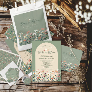 Dessous-de-verre Carré En Papier Fleur sauvage moderne Boho Sage Baby dans douche f