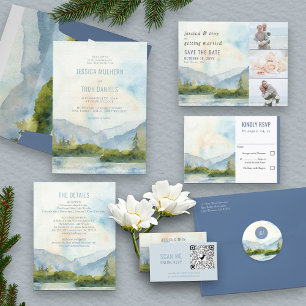 Save The Date Mariage d'aquarelle Mountain Lake 3 Photo