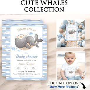 Affiche Symbole du Baby shower de la baleine nautique
