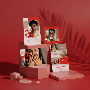Carte De Fidélité Marque moderne minimaliste à ongles Salon d'affair